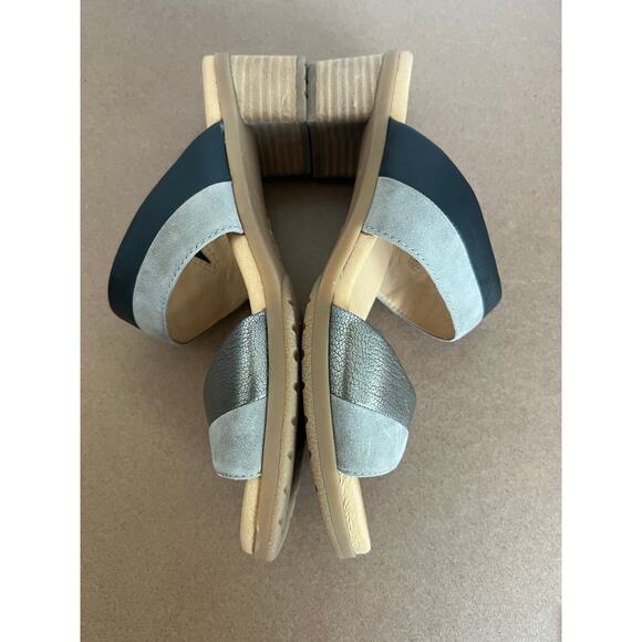 NWT Dansko Theresa Gray/Black Leather Multi-Strap Slip-On Block Heel Sandal 10.5 - Picture 6 of 11